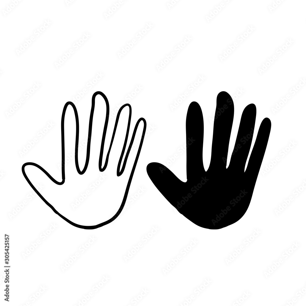 hand palm icon illustration with hand drawn doodle style vector isolated hand palm icon illustration with hand drawn doodle style vector isolated