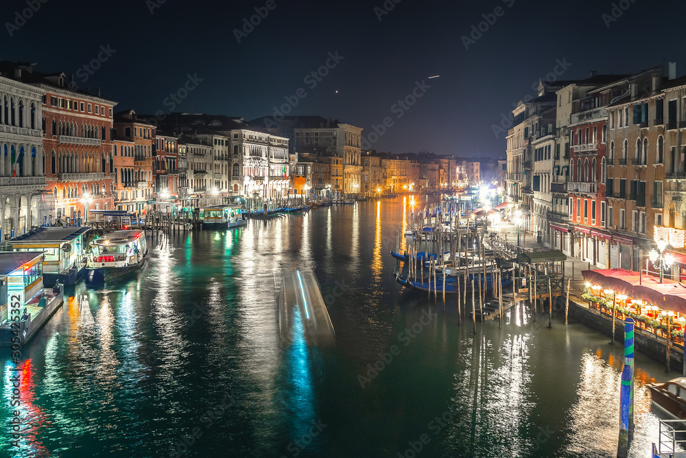 Venice's Grand Canal by night
