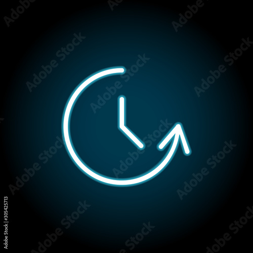 Counterclockwise rotation blue neon icon. Simple thin line, outline vector of time icons for ui and ux, website or mobile application