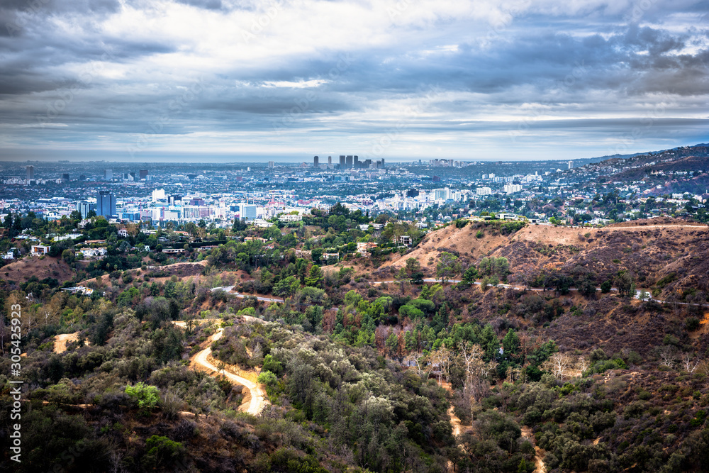 Overcast sky over Bronson Canyon in Los Angeles