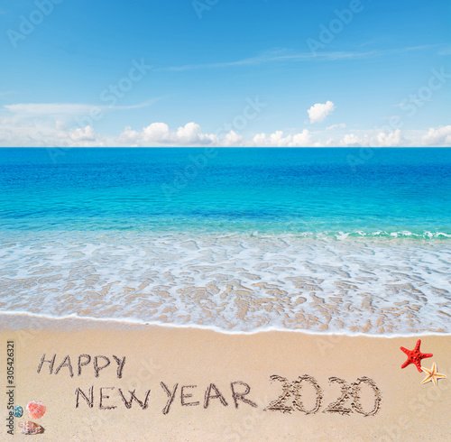 happy new year 2020 at the beach