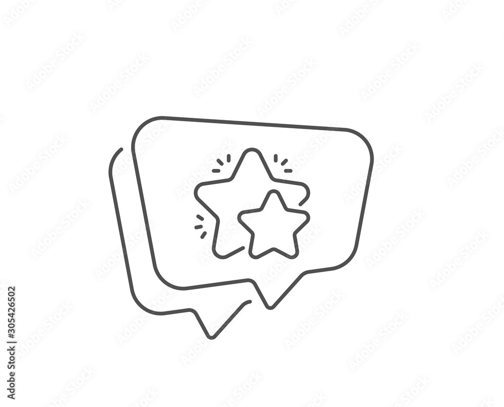 Star line icon. Chat bubble design. Feedback rating sign. Customer satisfaction symbol. Outline concept. Thin line star icon. Vector