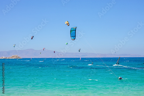 Kitesurf on the island of Naxos, Greece