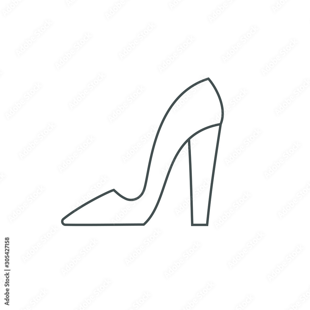 Female shoe with high heel. Elegant black slipper with spike heel on while background. Vector illustration. Good for wrapping, print, wallpaper. Female shoe with high heel. Elegant black slipper with spike heel on while background. Vector illustration. Good for wrapping, print, wallpaper.