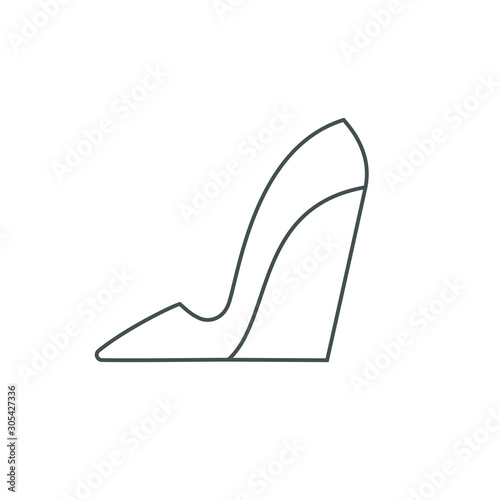 Female high platform shoes. Elegant black slipper on while background. Vector illustration. Good for wrapping, print, wallpaper.