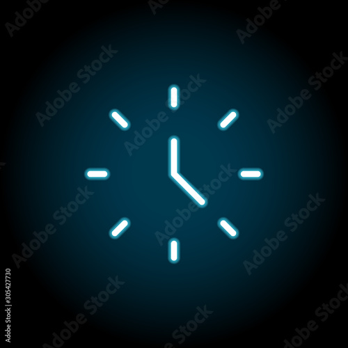 Wall clock blue neon icon. Simple thin line, outline vector of time icons for ui and ux, website or mobile application
