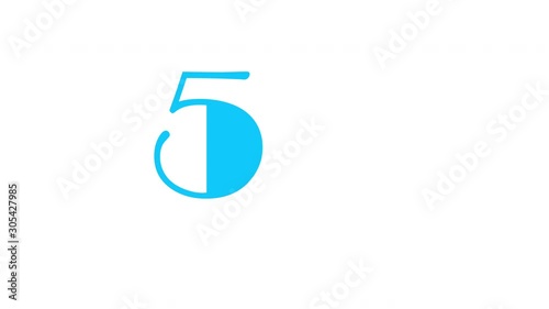 count from ten to zero with a blue color on a white background, numbers from 10 to 0, number counter