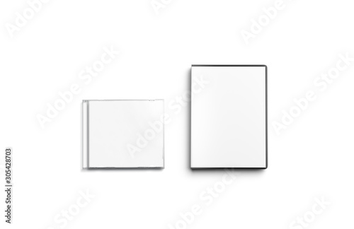 Canvas Print Blank white cd and dvd disk box mockup, top view