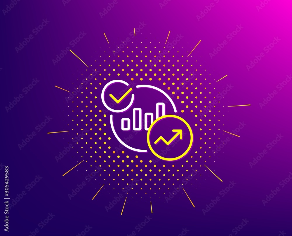 Charts, Statistics line icon. Halftone pattern. Report graph or Sales growth sign. Analytics data symbol. Gradient background. Statistics line icon. Yellow halftone pattern. Vector Charts, Statistics line icon. Halftone pattern. Report graph or Sales growth sign. Analytics data symbol. Gradient background. Statistics line icon. Yellow halftone pattern. Vector