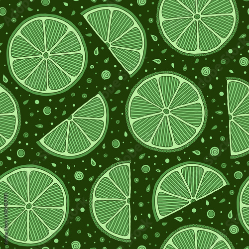 Lime seamless pattern. Colorful sketch limes.