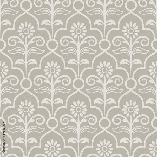 Seamless light beige and white floral wallpaper