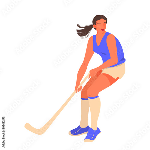 Two field hockey players fighting for a ball