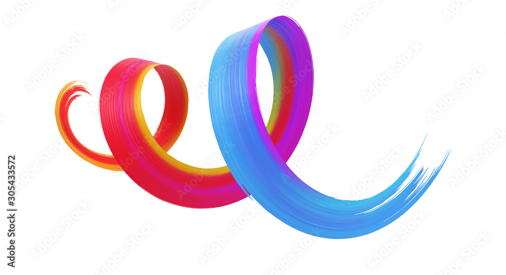 Colorful 3D brush paint stroke swirl Colorful 3D brush paint stroke swirl