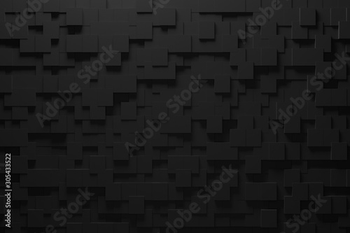 square digitally generated image of blue light and stripes moving fast over black background
