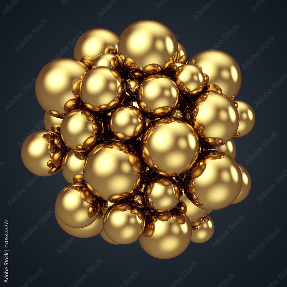 Gold decoration balls on black background Gold decoration balls on black background
