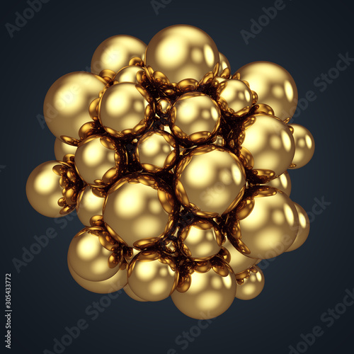 Gold decoration balls on black background