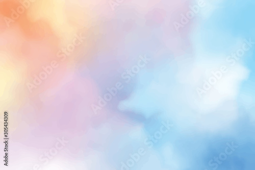 beautiful sweet cotton candy twilight sky watercolor background eps10 vectors illustration