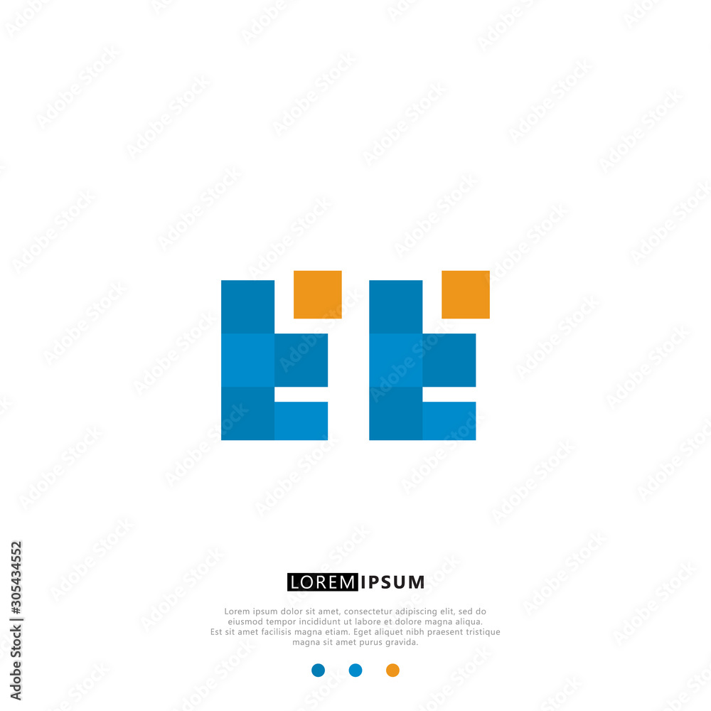 EE E E Logo Monogram with Blue and yellow Colors. modern letter logo design EE E E Logo Monogram with Blue and yellow Colors. modern letter logo design