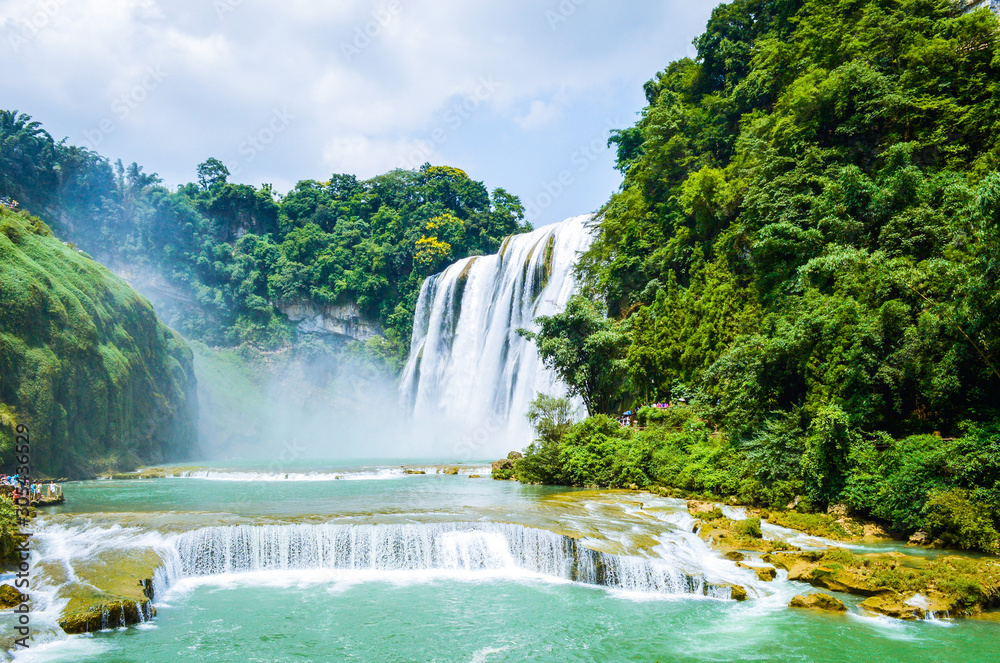 Obraz premium Famous Huangguoshu Waterfall from China Guizhou in Summer. It is one of the largest waterfalls in China and East Asia.