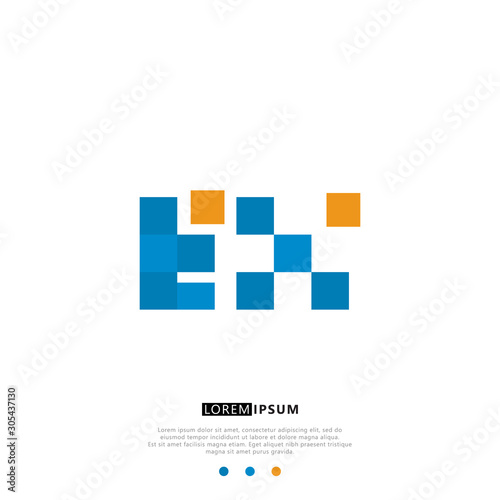 EX E X Logo Monogram with Blue and yellow Colors. modern letter logo design