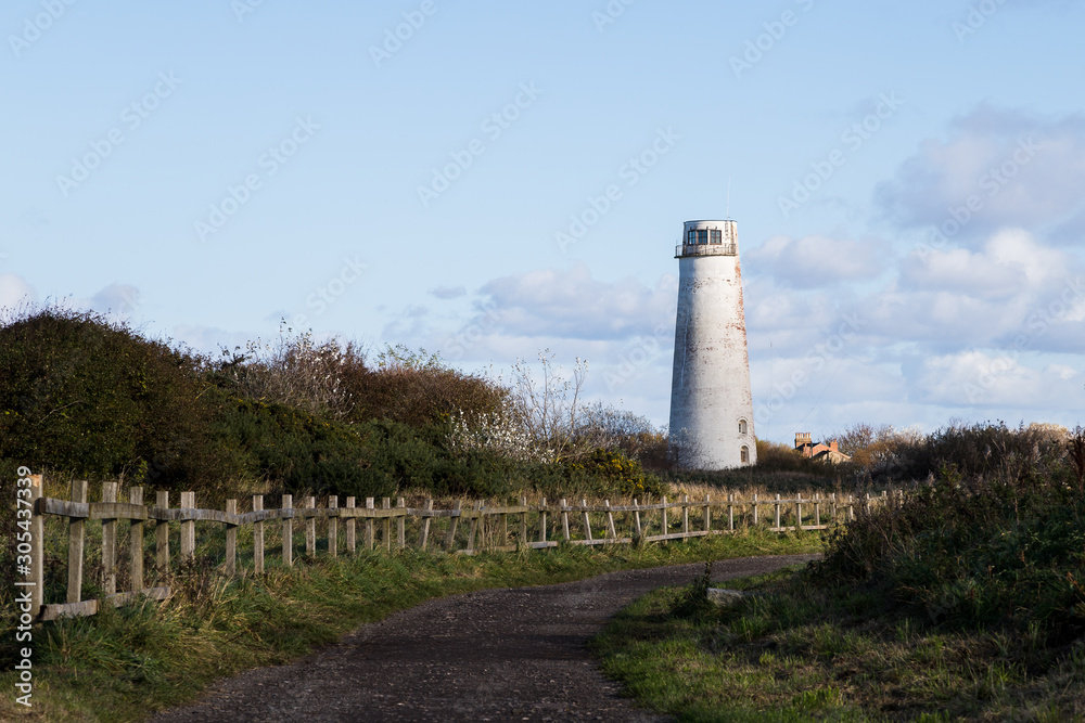 Leasowe Lighthouse behind a bending path