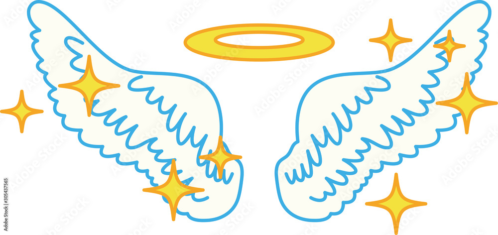 Obraz premium Cute Pop Angel wings with angel ring and glitter