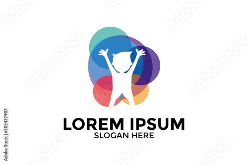 Reaching Star fun logo, Online Learning logo designs vector, Kids Dream logo, Reach Dreams logo vector template