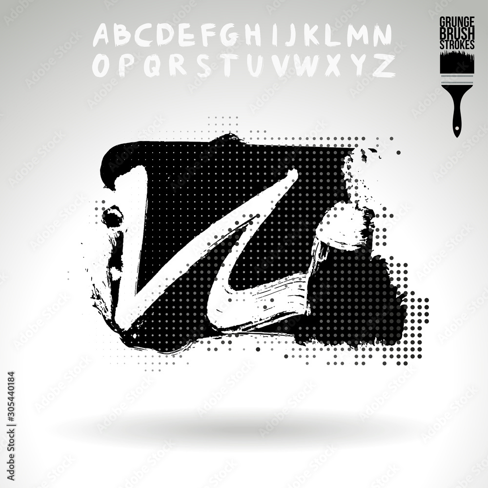 Black brush stroke and texture. Grunge vector abstract hand - painted element. Underline and border design.