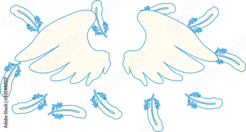 POP Angel wings of feathers fluttering