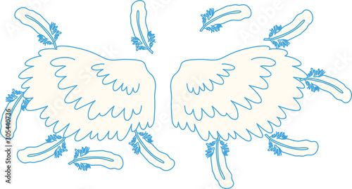 POP Angel wings of feathers fluttering