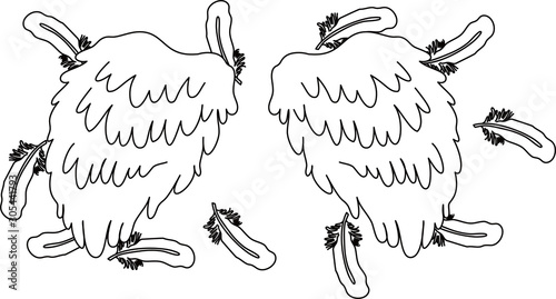 Angel wings of feathers fluttering