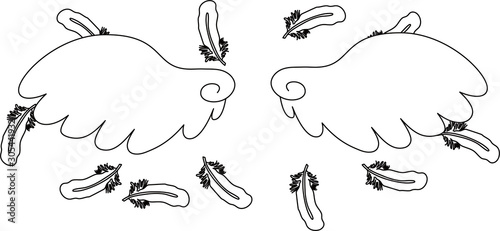 Angel wings of feathers fluttering