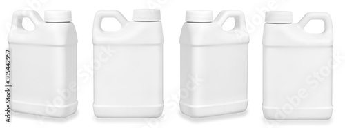 set of small white plastic canister isolated on white