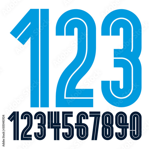 Modern vector bold digits, funky numerals made with white lines, can be used in poster design as newspaper advertising.