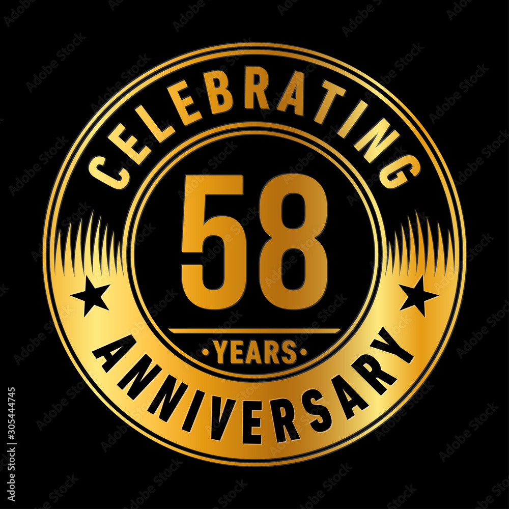 58 years anniversary celebration logo template. Fifty-eight years vector and illustration.