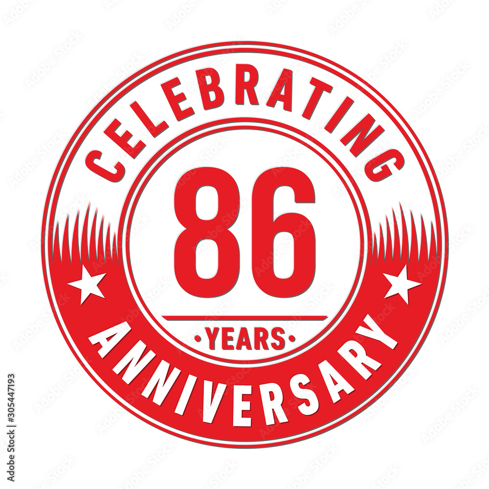 86 years anniversary celebration logo template. Eighty-six years vector and illustration.