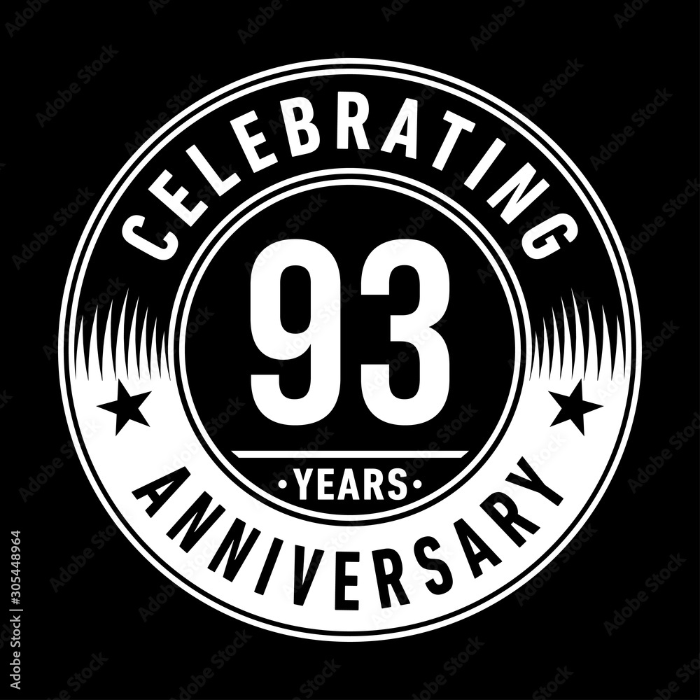 93 years anniversary celebration logo template. Ninety-three years vector and illustration.