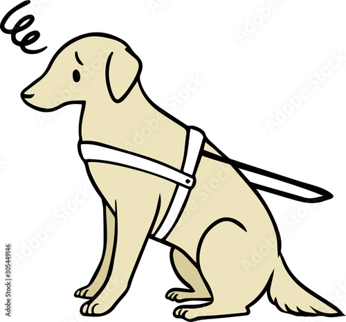 介助犬のイラスト_困り顔3