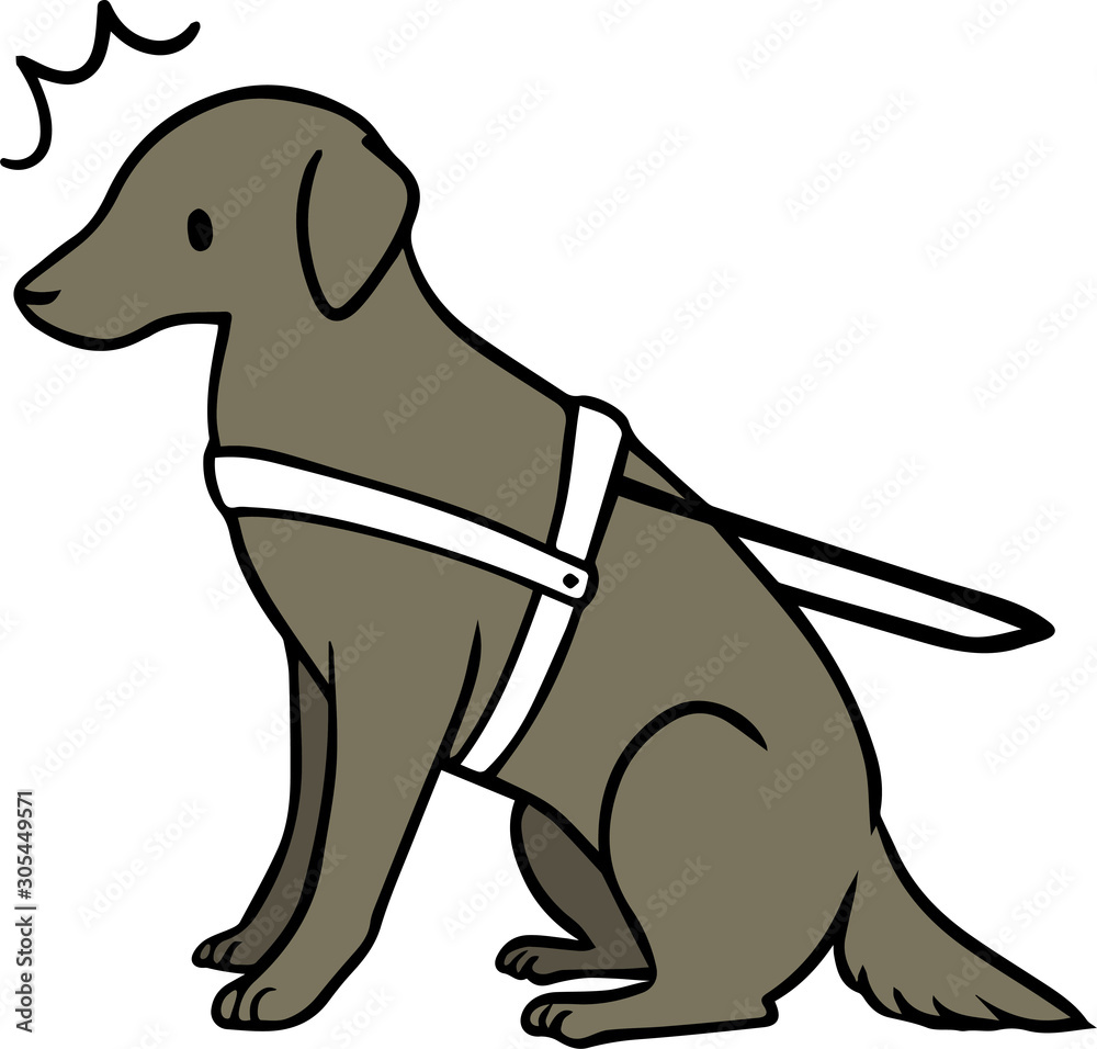 黒い介助犬のイラスト 驚いた顔 Stock Vector Adobe Stock