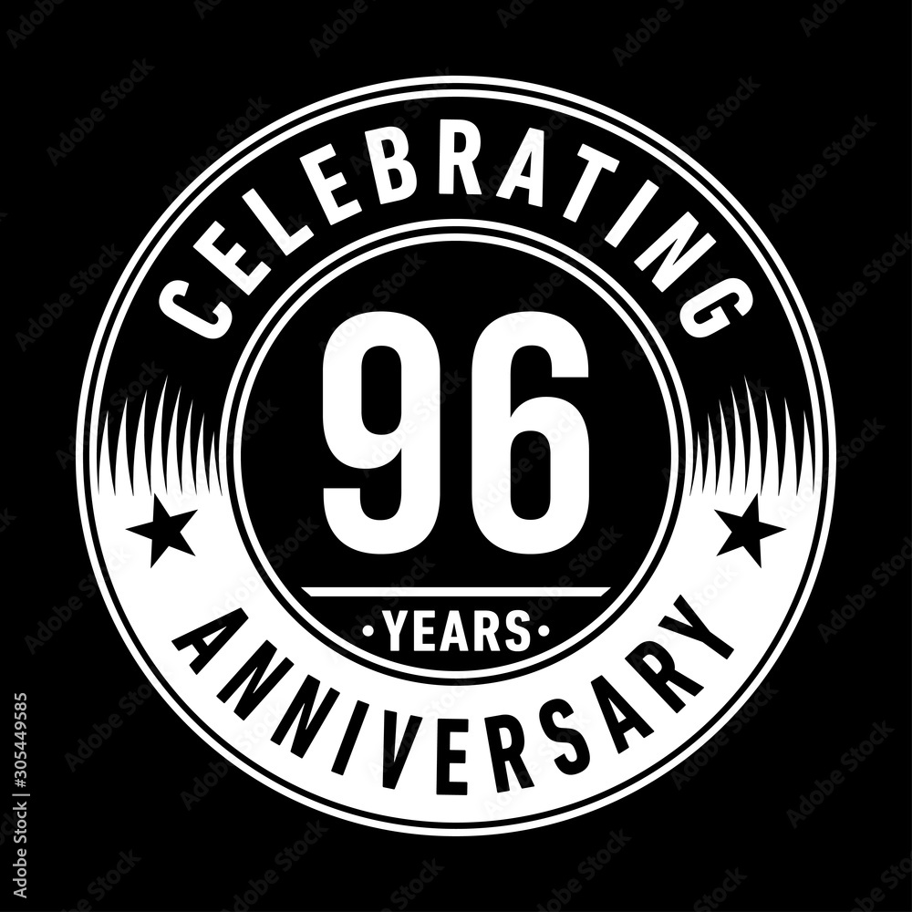 96 years anniversary celebration logo template. Ninety-six years vector and illustration.