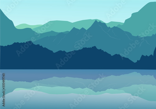 illustration mountains and lake