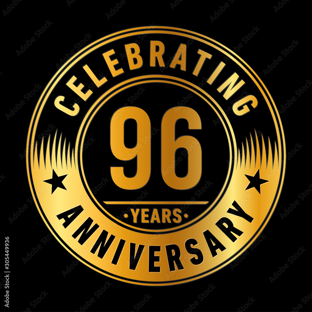 96 years anniversary celebration logo template. Ninety-six years vector and illustration.