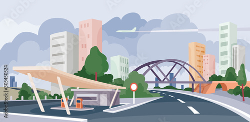 landscape of a fashionable new city with skyscrapers and skyscrapers,