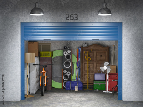 storage with open doors 3d illustration photo