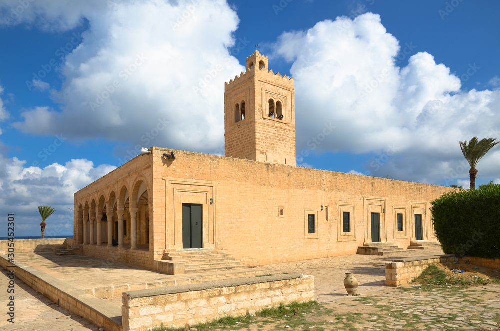 View of the Great Mosque in Monastir, Tunisia.