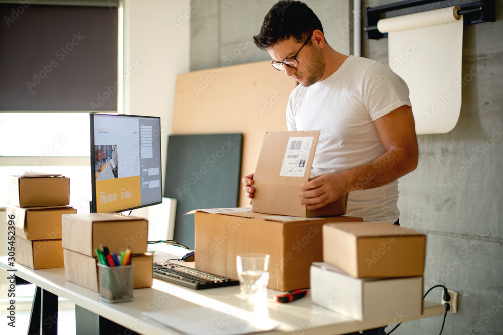 Young Man Working in Delivery service Young Man Working in Delivery service