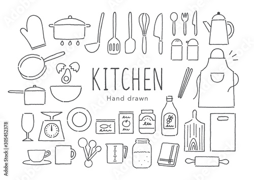 キッチン用具手描き