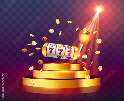 Golden slot machine wins the jackpot.