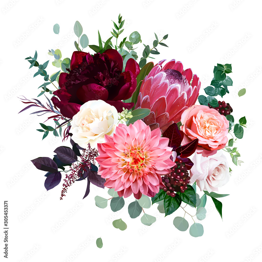 Obraz Luxury fall flowers vector bouquet