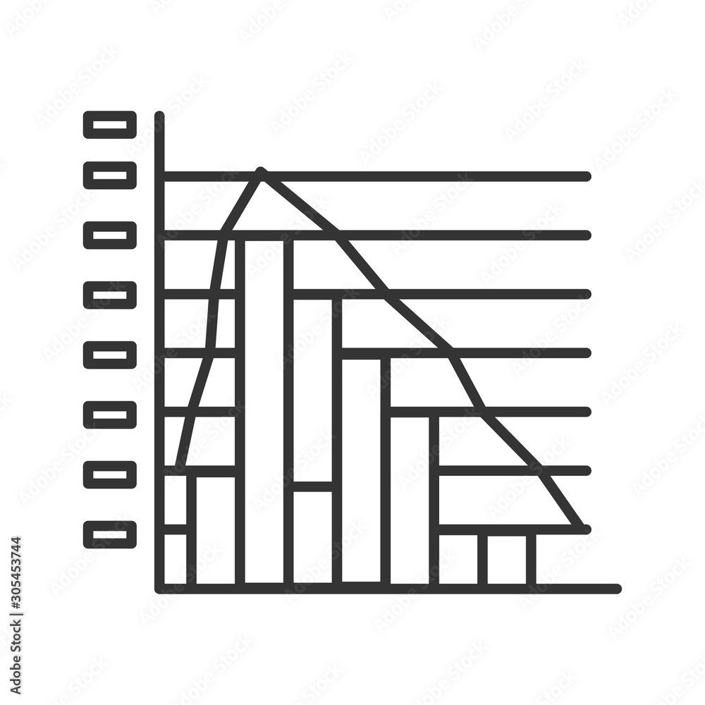 Infographic histogram line black icon. Record keeping concept. Visual comparison of data. Sign for web page, mobile app, button, logo. Vector isolated element. Editable stroke. Infographic histogram line black icon. Record keeping concept. Visual comparison of data. Sign for web page, mobile app, button, logo. Vector isolated element. Editable stroke.
